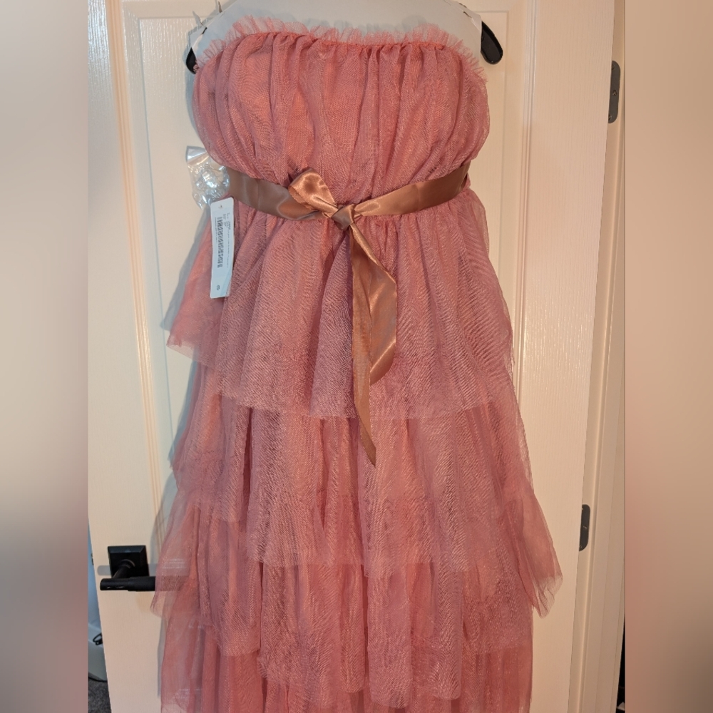 Elegant Pink Layered Tulle Dress